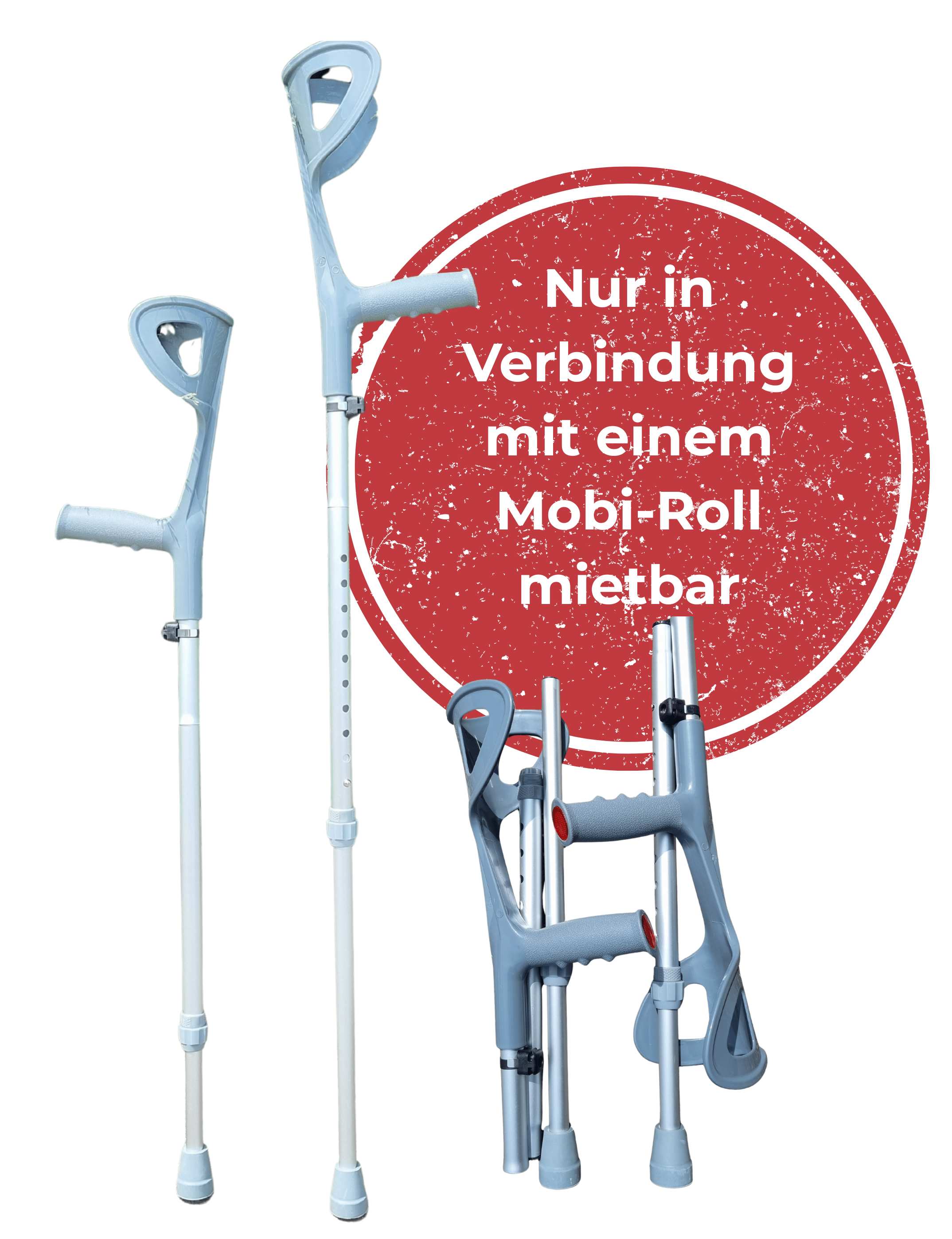 Quad Mobi-Roll Set - Unterarmgehstützen mit Halterungen (Adapter Quad) - Mieten!