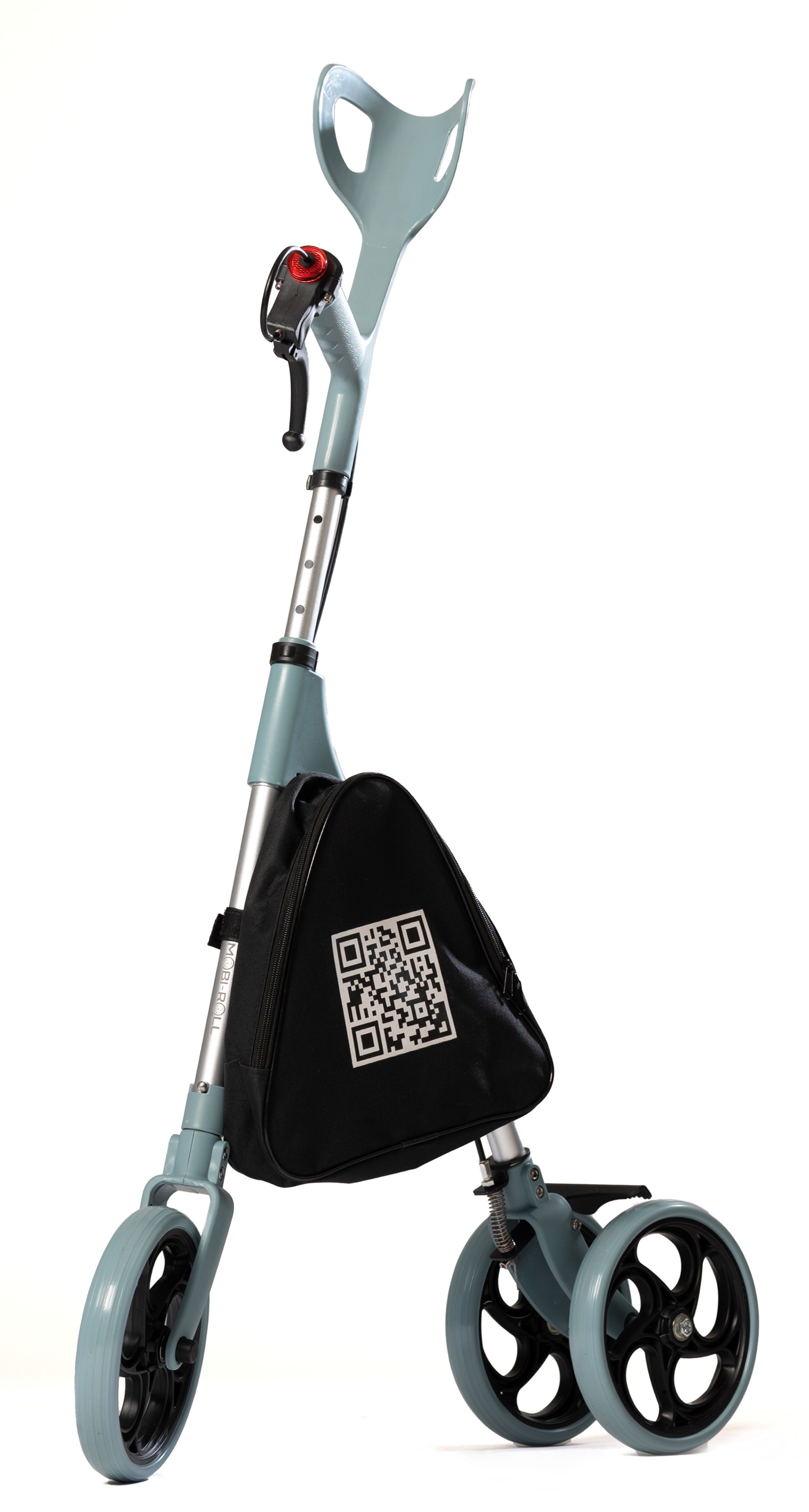 Steerable rolling crutch with brake