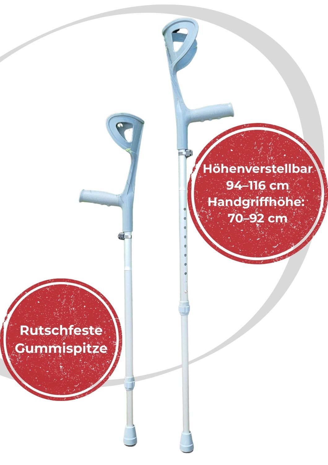 Quad Mobi-Roll Set - Unterarmgehstützen mit Halterungen (Adapter Quad)- Jetzt Kaufen !