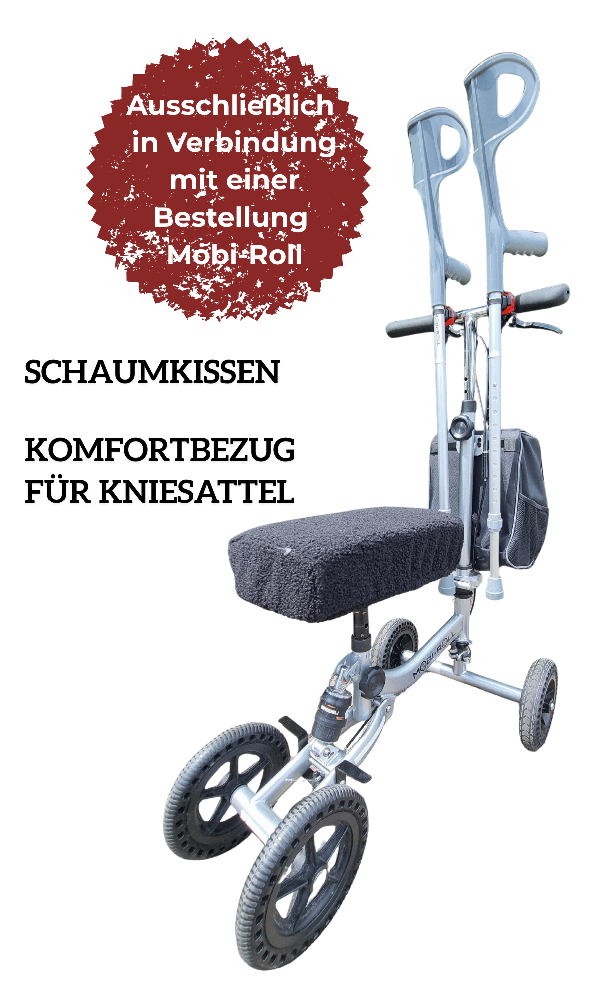 Schaumkissen-Komfortbezug für Kniesattel - Jetzt mieten ausschließlich in Verbindung mit einer Bestellung Mobi-Roll Schaumkissen-Komfortbezug für Kniesattel - Jetzt mieten ausschließlich in Verbindung mit einer Bestellung Mobi-Roll